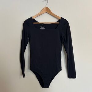 Everland Black Long Sleeve Square-Neck Bodysuit